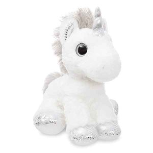 Unicornio Blanco y Plateado Peluche 31 cms