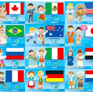 Póster Banderas y Trajes Típicos