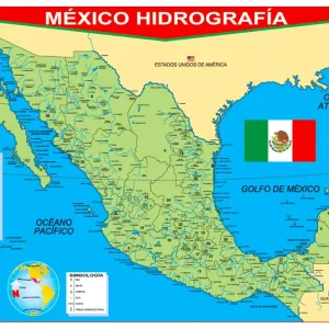Póster México con Hidrografía
