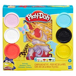 Play-Doh Pack 6 Botes Plastilina y Moldes Animales