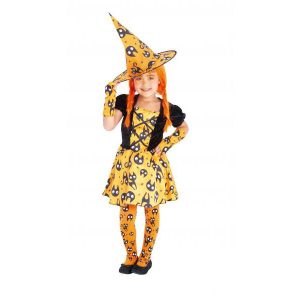 Disfraz Bruja Mininos Naranja 5-7 Años