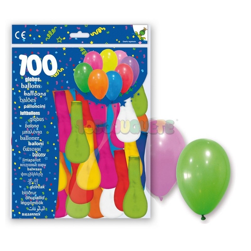 Bolsa 100 globos 9x colores  Globolandia
