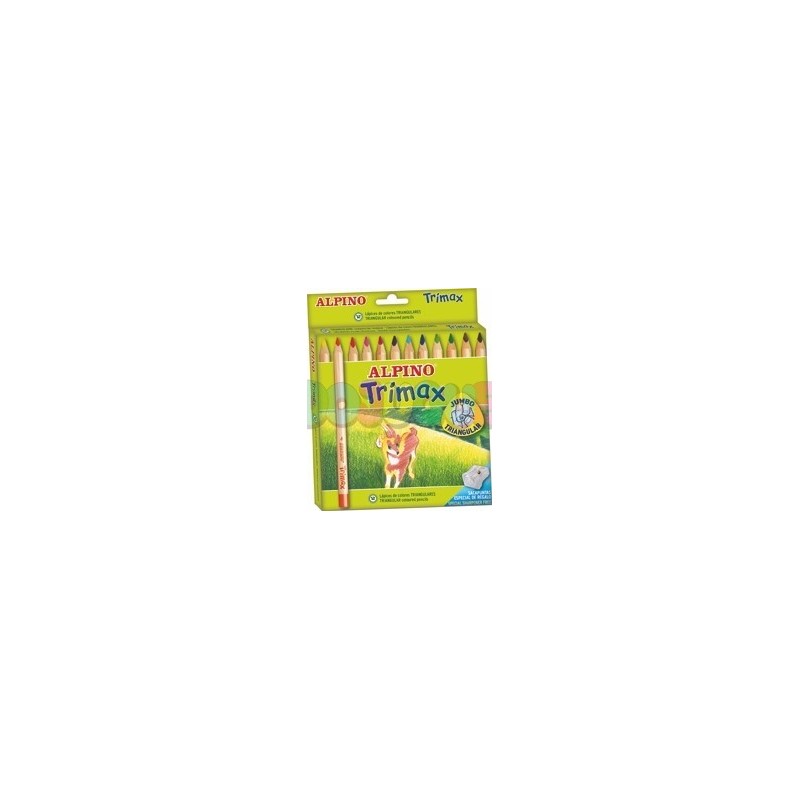 Caja 12 colores trimax+sacapuntas  Alpino