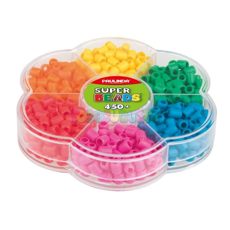 Caja flor con 450 piezas de 7 colores Super Beads