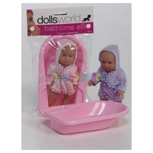 Muñeca Ellie 17cm con albornoz y mini bañerita