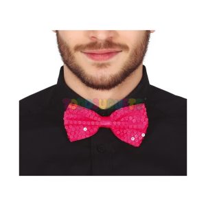 Pajarita Lentejuelas Neón Rosa 12 cm