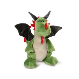 PELUCHE DRAGÓN VERDE SENTADO JAGS ROJOS 45CM