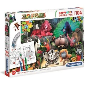 Puzzle Clementoni Doble Cara Safari para Colorear de 104 Piezas