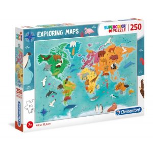 Puzzle Clementoni Mapa del Mundo Animales 250 Piezas