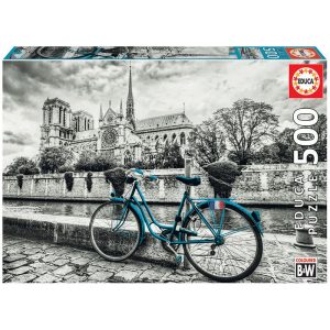 Puzzle Educa Bicicleta cerca de Notre Dame de 500 Piezas