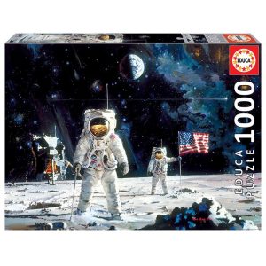 Puzzle Educa Primeros Hombres En La Luna, Robert Mccall De 1000 Piezas