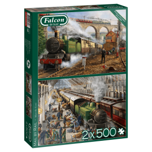 Puzzle Falcon Correo Por Tren de 2 x 500 Piezas