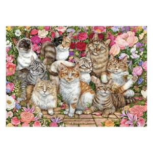 Puzzle Falcon Gatos en las Flores de 1000 Piezas