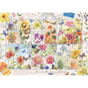 Puzzle Jumbo Colección de Sellos, Flores de Verano, 1000 Piezas