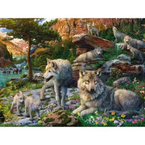 Puzzle Ravensburger Lobos en primavera de 1500 Piezas