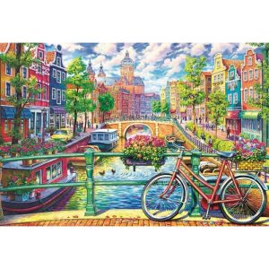 Puzzle Trefl Bicicleta en el Canal de Amsterdam de 1500 Piezas