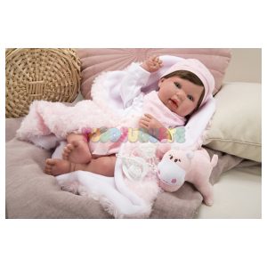 Reborn Aina vestido rosa con bandana c/pelo 45cm