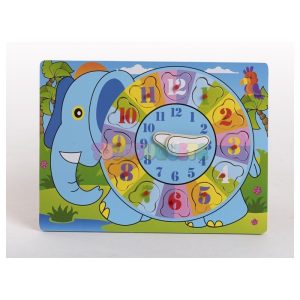 Reloj de madera Elefante con números encajables