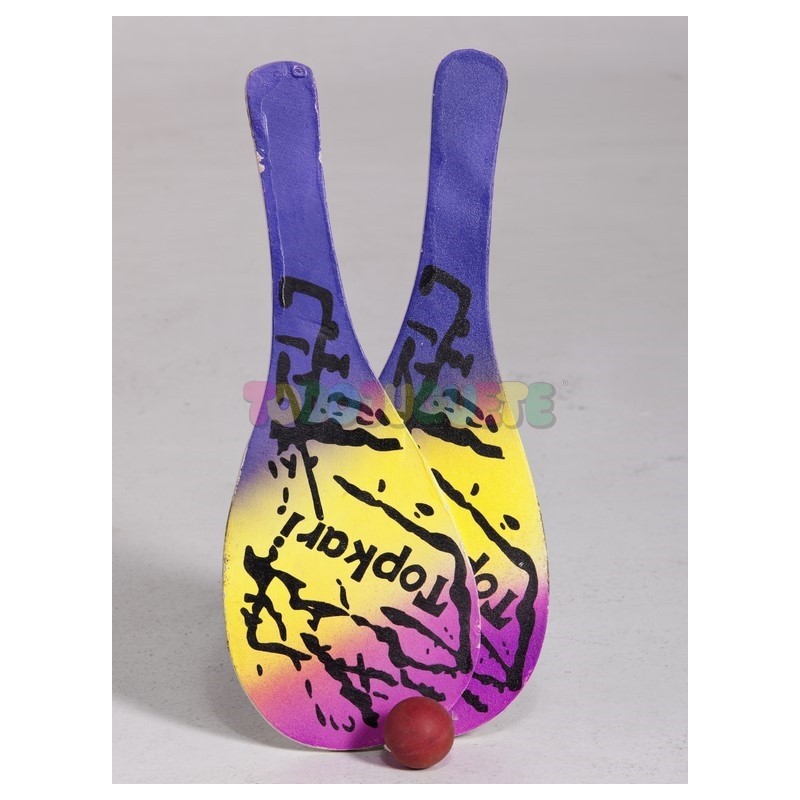 Set 2 palas madera color+pelota