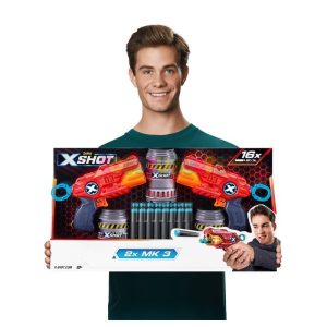 Set 2 pistolas 16 dardos y latas X-Shot MK 3