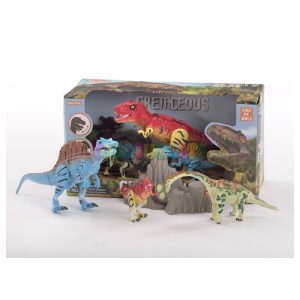 Set 3 dinosaurios con rocas Cretaceous 2 surtidos