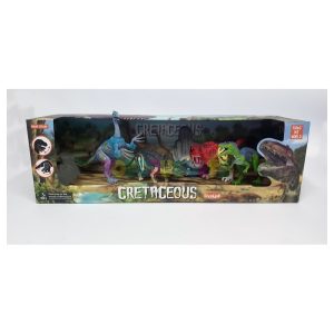 Set 4 dinosaurios con rocas Cretaceous