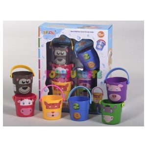 Se 6 Cubos Apilables con asa animalitos y números