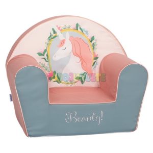 Sillón Infantil Rosa-Gris Unicornio Beauty