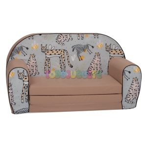 Sofá Infantil Beige-Gris Leopardo Y Cebra