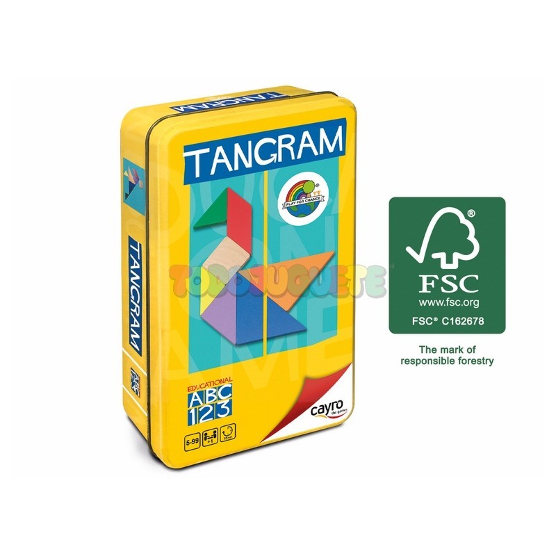 Tangram Madera Colores en Caja Metálica De Viaje