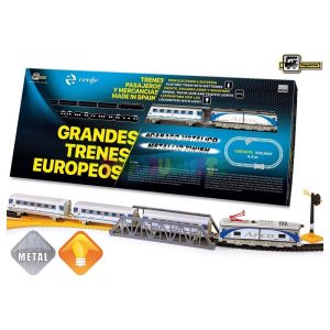 Tren viajeros Renfe metálico con luz