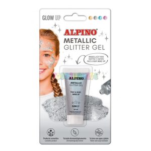 Tubo Maquillaje Gel Glitter Metálico Plata