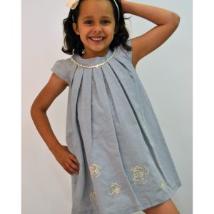 Vestido para niñas gris con detalle flor verano de Girandola