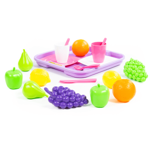 Wader Quality Toys Vajilla con fruta en bandeja, 21 piezas.