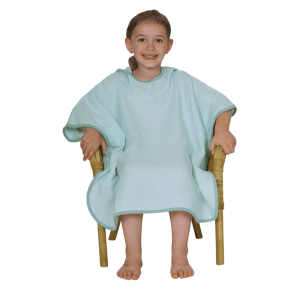 WÖRNER SÜDFROTTIER Poncho de baño de muselina lisa azul menta-hielo 60×75 cm